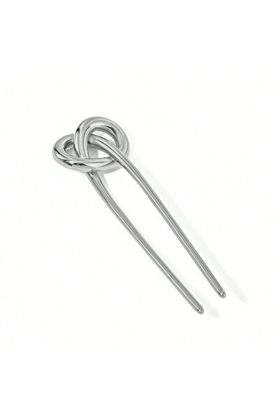 Choice مشبك شعر نسائي بسيط ومتعدد الاستخدامات، مصنوع من معدن فضي، مزين بعقدة ...