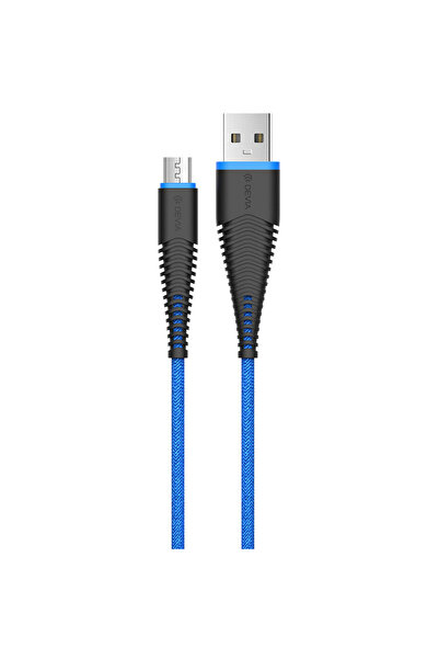 Devia Cablu Fish MicroUSB Blue (1.5m, impletitura nylon, 2.4A)-T.Verde 0.1 le...
