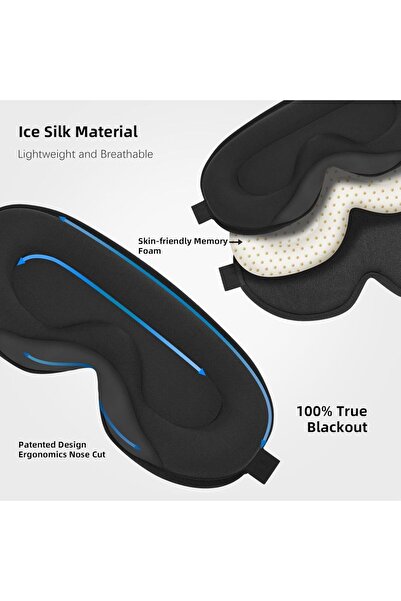 Choice قناع نوم ثلاثي الأبعاد أسود اللون، غطاء للعينين يحجب الضوء، مزود بحزام...
