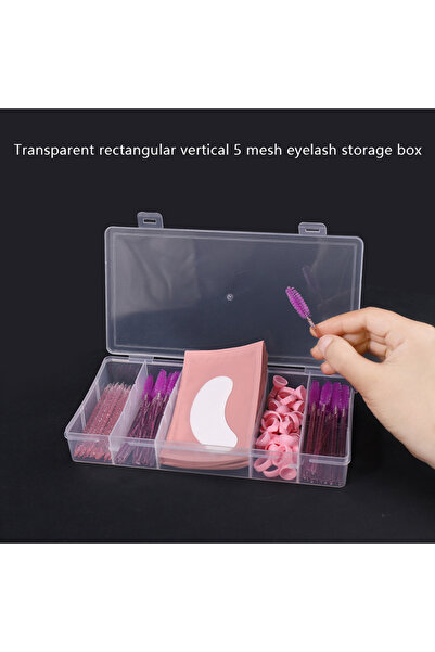 Choice علبة تخزين أدوات تمديد الرموش، شفافة بغطاء، مستطيلة الشكل، عمودية، بخم...
