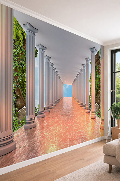 dreamwall 3D Efektli Antik Roma Sütunlu ve Gökyüzü Manzaralı Tek Parça Teksti...