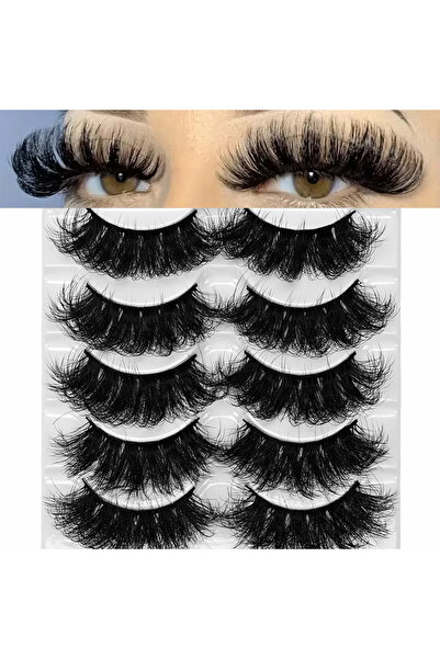 Choice 5 Pairs Eyelashes Faux Mink Eyelashes Long Lasting Fluffy Mink Lashes ...