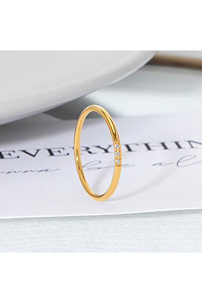 Choice ستة خواتم رفيعة بتصميم بسيط من الفولاذ المقاوم للصدأ بلون ذهبي مرصعة ب...