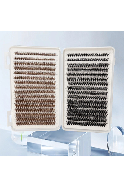 Choice مجموعة رموش صناعية سوداء وحمراء، 640 قطعة، عنقودية 40D، مجعدة، 9-16 مم...