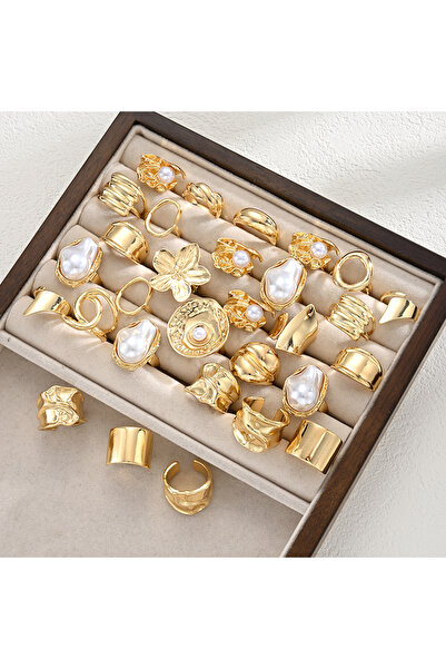 Choice AYA6658901 طقم خواتم مفتوحة بتصميمات بسيطة وأنيقة ورائعة، مزينة باللؤل...