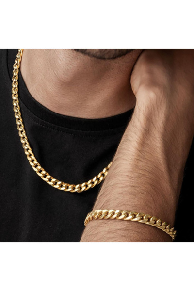 Choice 60cm gold 2pcs Street Hip Hop Silver Color Stainless Steel Cuban Chain...