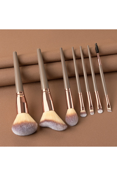 Choice3 مجموعة فرش مكياج بنية اللون مكونة من 7 قطع: فرشاة مكياج للوجه والعيني...