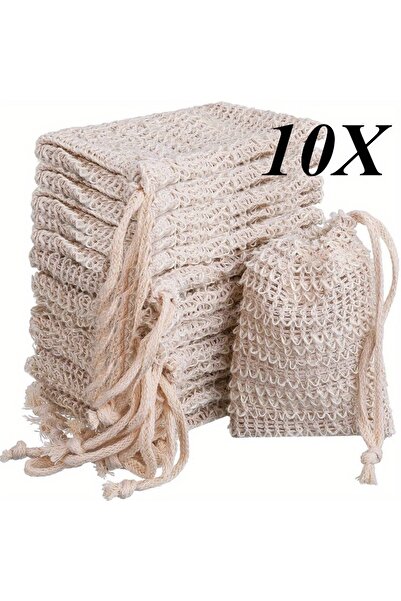 Choice ١٠ قطع من أكياس الصابون المصنوعة يدويًا من القطن والكتان، مزودة برباط،...