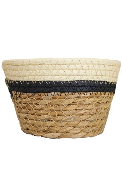 FRANDIS Cos decorativ din iarba de mare, 17.5x12 cm, bej natur/negru