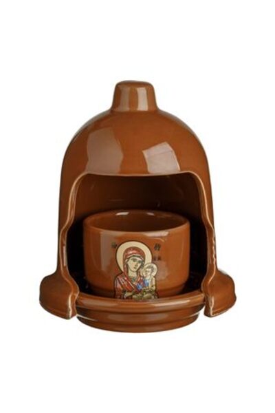 SHOPIENS Κεραμικό Κερί με Κύπελλο & Παναγία Ø13 x 17 εκ.