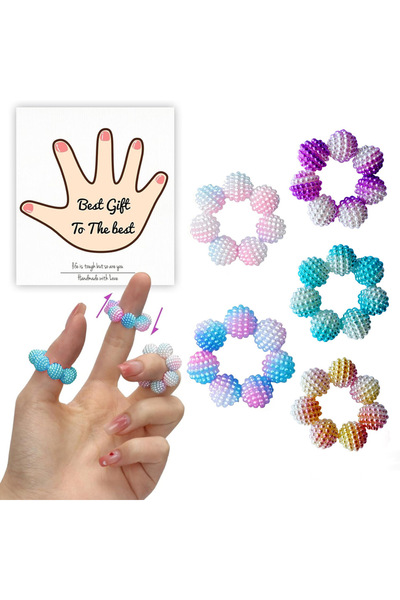Choice A002 5pcs/set Sensory Spiky Bead Fidget Rings - Adjustable Relax Anxie...