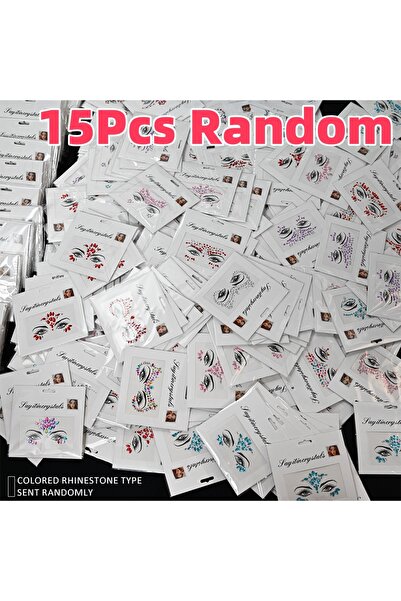 Choice random-15pcs 15Pcs Random Mixed Children Face Gems Tattoos Glitter Cry...