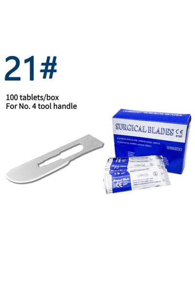 Choice8 شفرات مشرط جراحي معقمة، فولاذ كربوني، 21 شفرة، 100 قطعة/علبة - لتحضير...
