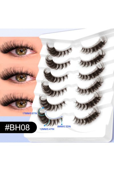 Choice6 6pairs-BH08 VELTRINAY Cat Eye Lashes Fake Lashes Brown Eyelashes Clea...