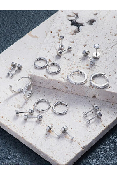 Choice طقم مكون من 10 أزواج من الأقراط الفضية، و10 أزواج من الأقراط الذهبية ا...