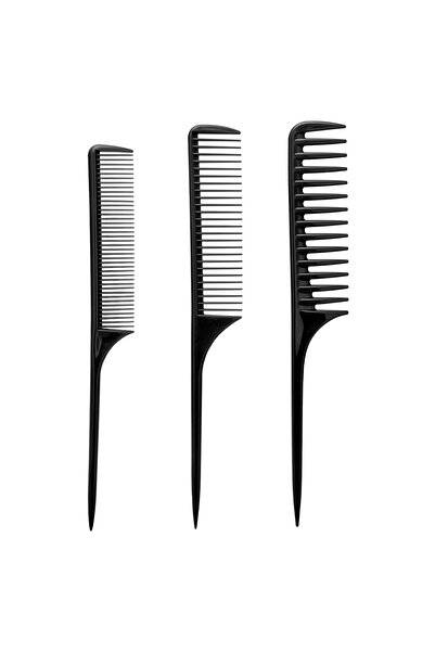 Choice مجموعة من 3 أمشاط شعر سوداء عريضة الأسنان، مناسبة للاستخدام في صالونات...