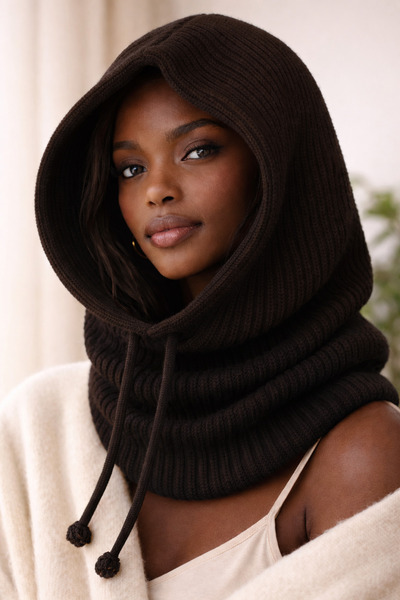 Jack Ferrero Розкішна кавова трикотажна балаклава-шапка