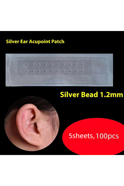 Choice 100 قطعة من لصقات خرز الأذن الفضية للعلاج بالأذن، تسمح بمرور الهواء، و...
