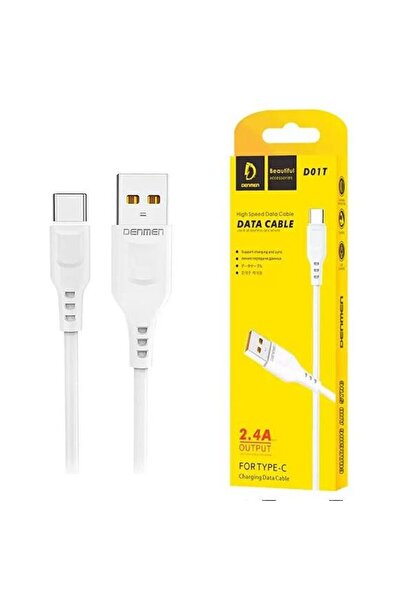 Denmen CABLU D01T USB TIP-C 1 METRU ALB 2.4A