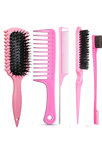 Choice مجموعة أمشاط جديدة - 5 قطع: فرشاة تحديد تجعيد الشعر، منتجات فرشاة الشع...