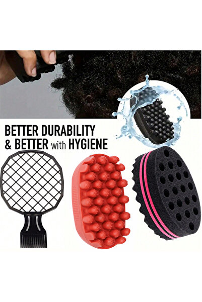 Choice 3 قطع من إسفنجات الشعر الأفرو المتينة والقابلة للغسل من وانمي، باللون ...