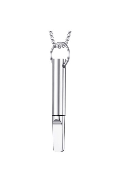 Choice Silver Mindfulness Training Whistle Necklace With Cotton Core Metal Re...