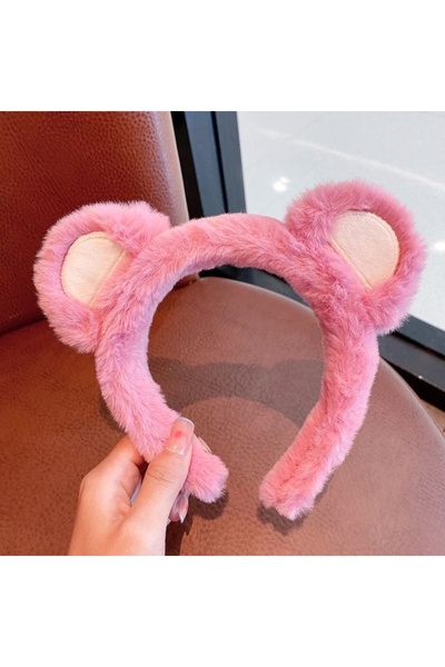 Choice 1 pink New Fashion Plush Headband Cute Pink Bear Korean Version Face W...