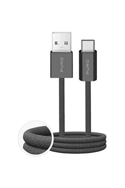 Puro Kabel Fabrik 2.0 10W USB-A - USB-C w oplocie 1,5 m - ciemnozielony