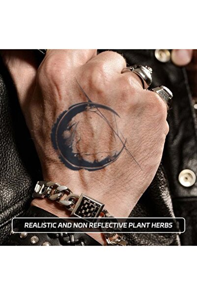 Choice ملصق وشم مؤقت مقاوم للماء يدوم طويلاً بنمط القمر والنجوم الداكنة، وشم ...