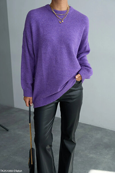 cemo Bisiklet Yaka Tüylü Oversize Kazak