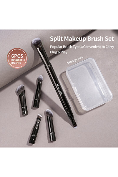 Choice مجموعة فرش مكياج سوداء مزدوجة الأطراف، قابلة للفصل، مناسبة للسفر، مجمو...