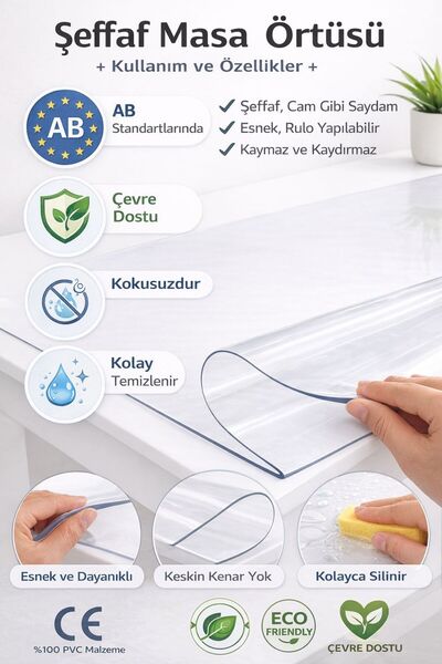 Karınca Çeyiz 5mm Şeffaf PVC Masa Örtüsü