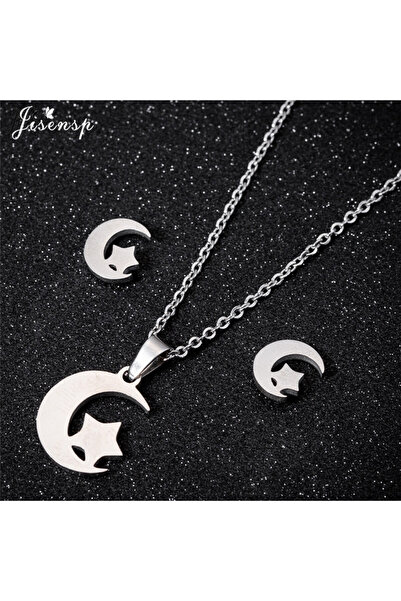 Choice10 45cm TZ005S Shiny Moon Star Pendant Necklace for Women Fashion Stain...