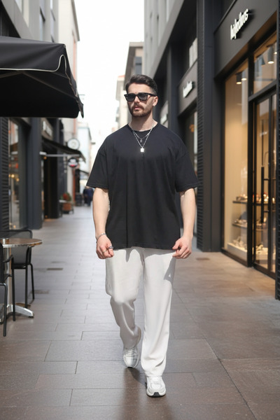 Generic Brand Ανδρικό μπλουζάκι Oversize από 100% βαμβακερό χτενισμένο ύφασμα...