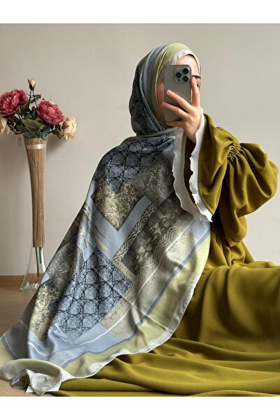 Qalortex Scarf Etro Pattern Shawl-Oil Green