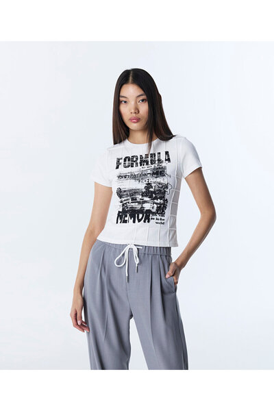 Twist SLOGAN VE GÖRSEL BASKILI DOKULU TİŞÖRT