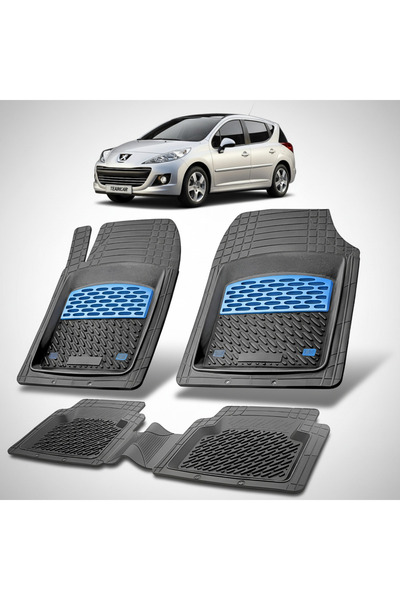 TEAMCAR Covorașe tip tavă compatibile cu Peugeot 207 SW (2009-2012)-Albastru