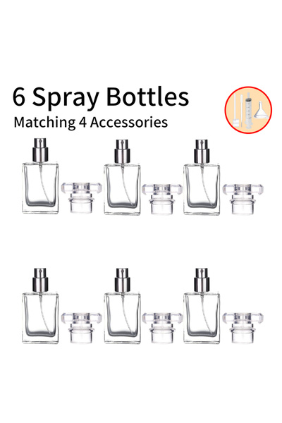 Choice1 زجاجة عطر قابلة لإعادة التعبئة، 30 مل، 6 قطع + 4 ملحقات، شفافة سوداء،...