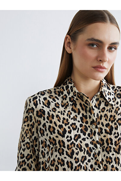 LC Waikiki قميص نسائي بنقشة جلد النمر
