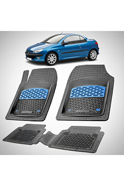 TEAMCAR Πατάκια δαπέδου από καουτσούκ συμβατά με Peugeot 206 CC 2000-2008, μπλε