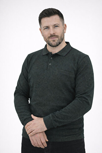 FORMO Ανδρικό βαμβακερό μακρυμάνικο φούτερ με γιακά πόλο και μανσέτες, από ύφ...