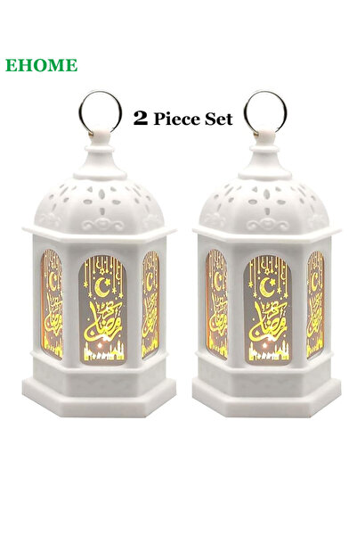EHOME فانوسان من قطعتين بتقنية LED، زينة رمضان وعيد مبارك للمنزل، مصابيح إسلا...