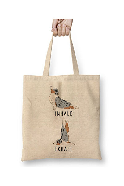 Toyaso Australian Shepherd Australian Shepherd Dog Yoga Inhale Exhale Tote Ba...