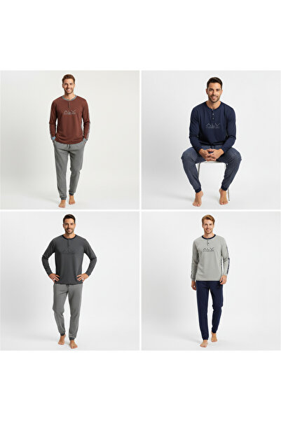 BONBON Men's Cotton 4-Piece 2-Piece Pajama Set Bb2238