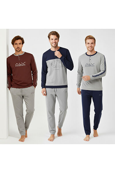 BONBON Men's Cotton 3-Piece 2-Piece Pajama Set Bb2237