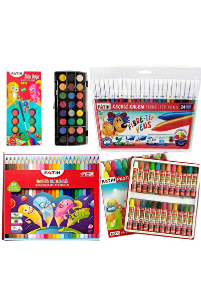 Modellino 4x24 Fatih 24'lü 4 Boya Set - 24'lü Kuruboya + 24'lü Sulu Boya + 24...