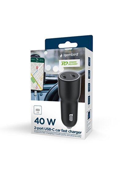 Gembird Incarcator auto USB Type-C 40W 4A Negru