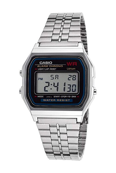 Casio ساعة رقمية مقاومة للماء بسوار من الفولاذ المقاوم للصدأ، موديل A-159W-33...