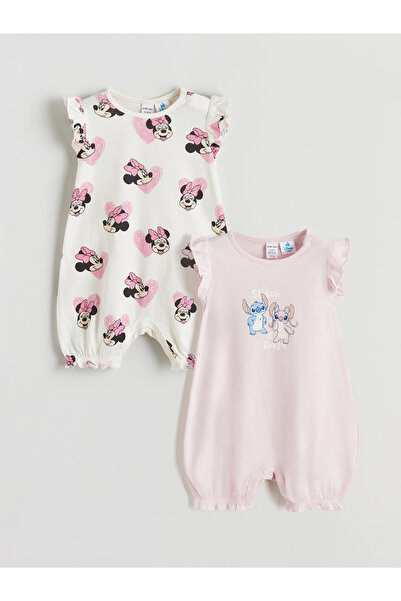 LC Waikiki طقم رومبير مكون من قطعتين مزين بالكشكشة للرضع.