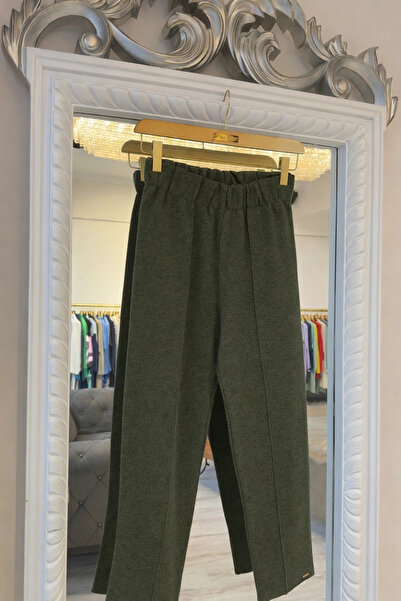 Invee 6613 Yün Karışımlı Triko Pantolon - Haki